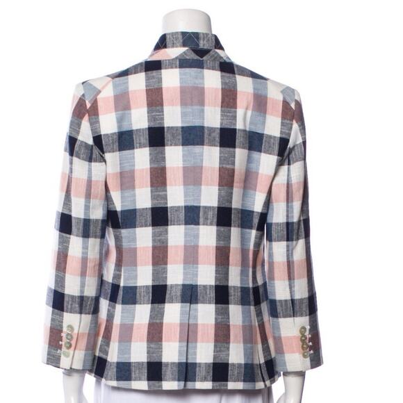 Veronica Beard Schoolboy Plaid Gingham 3/4 Sleeves Dickey Jacket Blazer size 6 - Picture 4 of 4